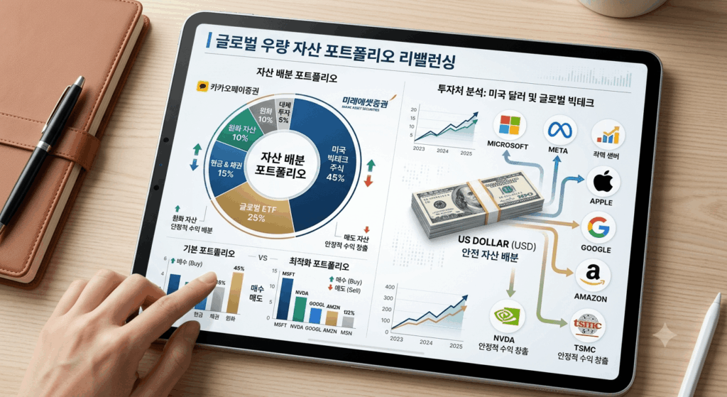 미래에셋증권 및 카카오페이증권 앱을 이용한 미국 주식 리밸런싱 및 해외 우량주 자동 분할매수 방법
